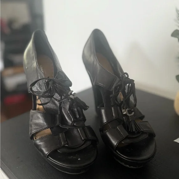 Coach Black Leather Heeled Shoes - Picture 3 of 5